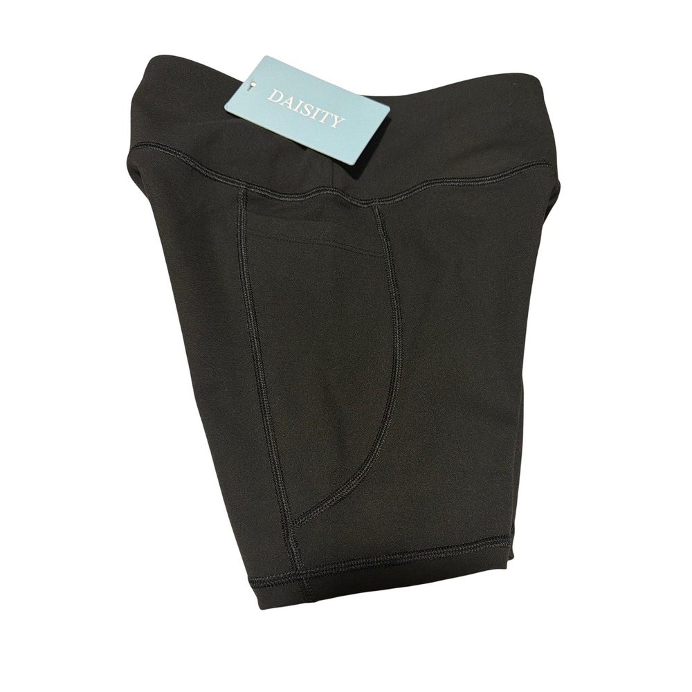 Daisity Womens High Waisted Biker Shorts Black Athletic Yoga Spandex Pockets M‎ - Picture 5 of 8